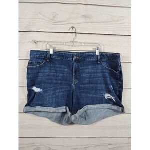 Old‎ Navy Women's Blue High Rise Distressed Boyfriend Jeans Shorts Size 22 Plus